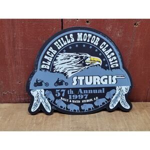 NOS 57th ANNUAL STURGIS SOUTH DAKOTA CHAMBER HARLEY BIKE RALLY METAL SIGN 1997